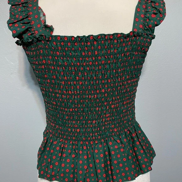 Handmade Green Smocked Top & Maxi Skirt Babydoll Boho Prairie Cottagecore Small - Picture 5 of 11